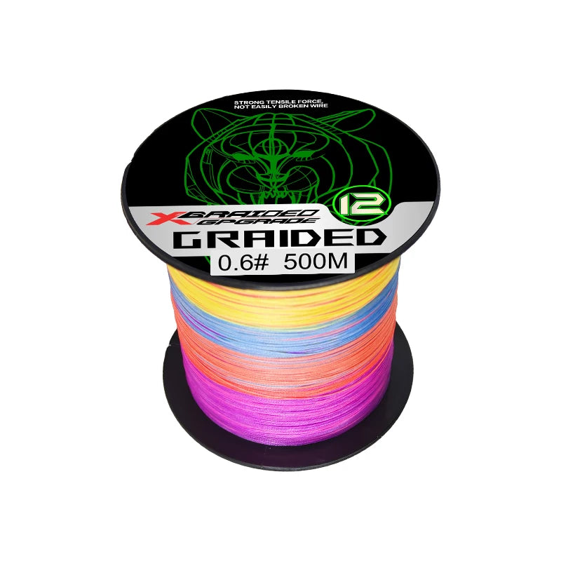 Stock 12-Strand 500m Braided Spinning PE Multifilament Fishing Line for Carp Saltwater Sea Freshwater for Streams Lakes Rivers