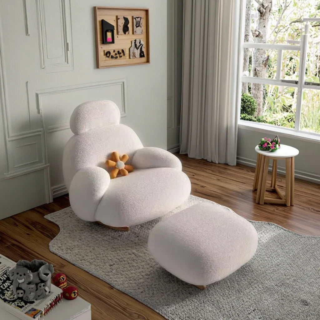 Dabai Modern Rocking Chair Luxury Accessible Bean Bag for Small Apartments Comfortable Normcore Fabric Leisure Chair Extendable