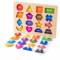 Montessori Children's Wooden 3D Geometry Shape Matching Blocks Board Game Educational Color Sorting Learning Toys for Kids