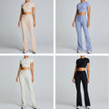 XW-TM0179YWholesale 2 Piece Set Women Short Sleeve and Wide Leg Pant Gym Fitness Sets Workout Clothes Yoga for Women
