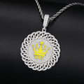 Glow in the Dark Iced Out Jewelry Silver Pass Diamond Tester VVS Natural Moissanite Cuban Disc King Crown Pendant Necklace