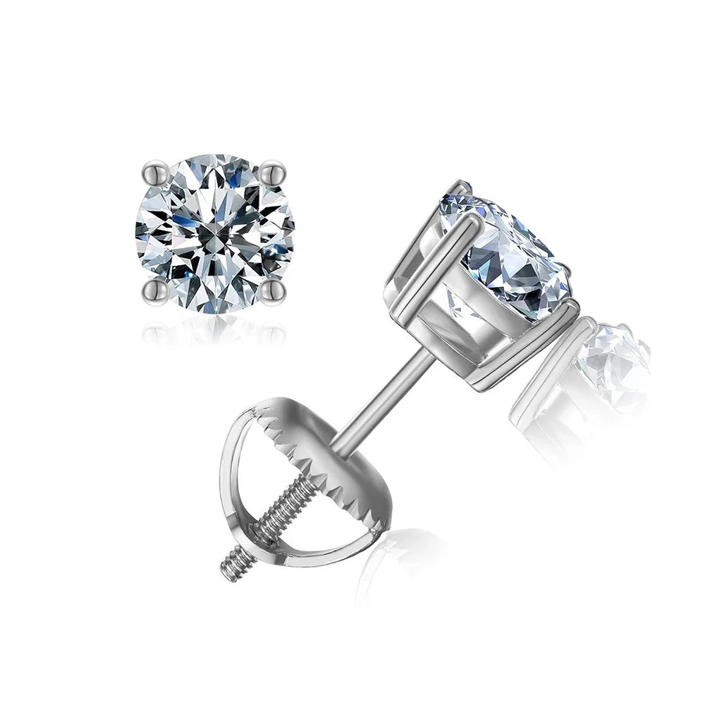 Minimalist Fashion Korean Bling 6mm 5A Top Cubic Zircon Stone  925 Silver Needle Screw Stud Earrings for Women Jewelry