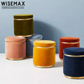 WISEMAX FURNITURE Nordic Style Upholstery Velvet Fabric Living Room Bedroom Footstool Colorful Round Ottoman Stool