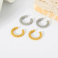 N&X China Vintage Unisex 18K Gold Plated Beaded Ear Cuff Earrings Stainless Steel Geometric Cartilage Clip for Anniversary