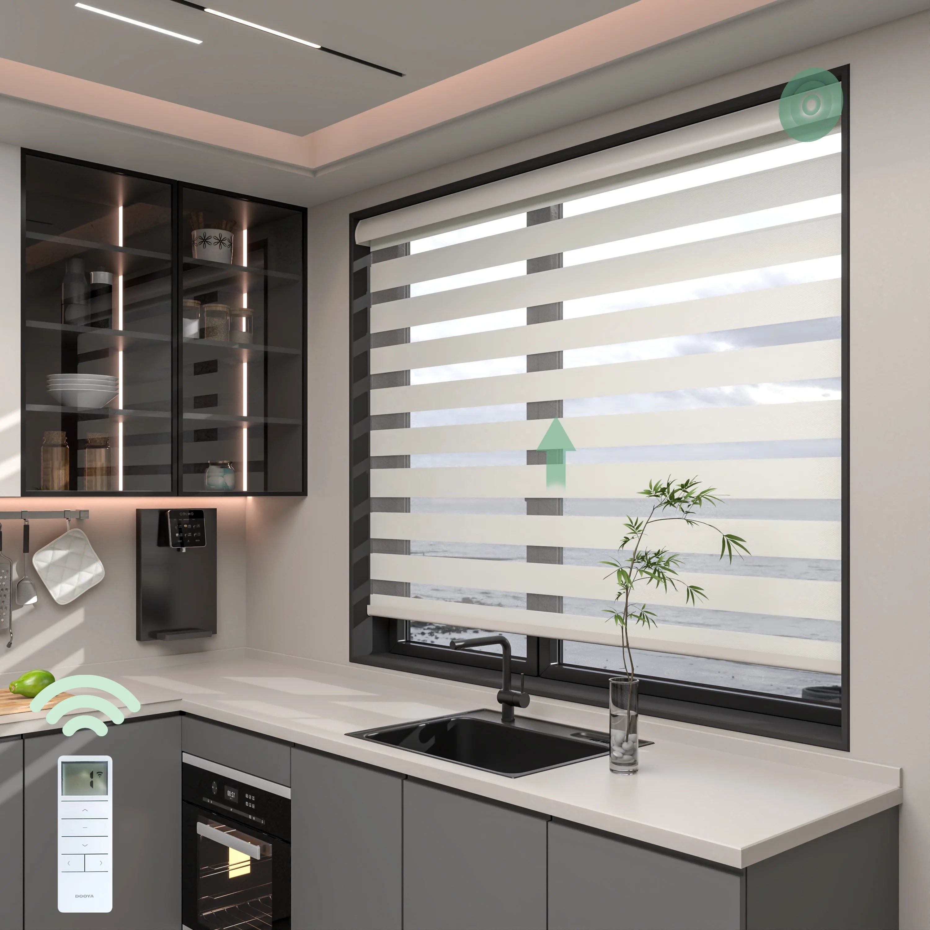 Automatic zebra Shades Kitchen Blinds Customized Size Cordless Spring Zebra Shades Day and Night Zebra Blinds