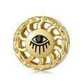 Black Demon Eye Charm 925 Sterling Silver Eenamel Beads Gold Plated for Women Bracelet Fine Charm Wholesale Jewelry Making