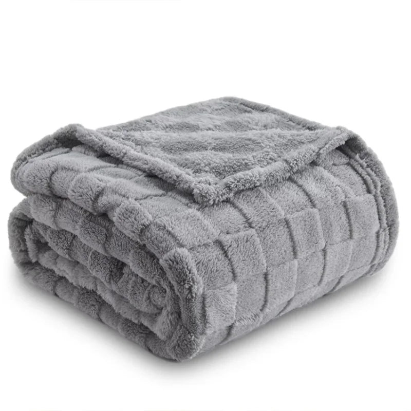 Cozy Traditional Bohemian Jacquard Printed Plaid Flannel Reversible Ultra-Soft Microfiber Anti-Pilling Bed Home Decor Blanket