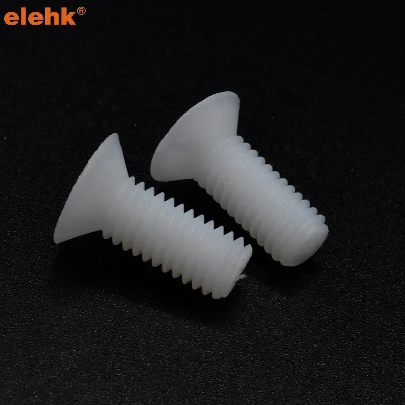Elehk Cheap Price Good Quality M2 M3 M4 M5 Countersunk Flat Head Plastic Nylon Screw Csk M 5 X 25Mm M4X60 Standard Plastic Screw