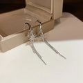 S925 Silver Needle Copper Zircon 18k Real Gold Plated Jewelry Hexagram Star Long Tassel Earring Bling Glitter Earring