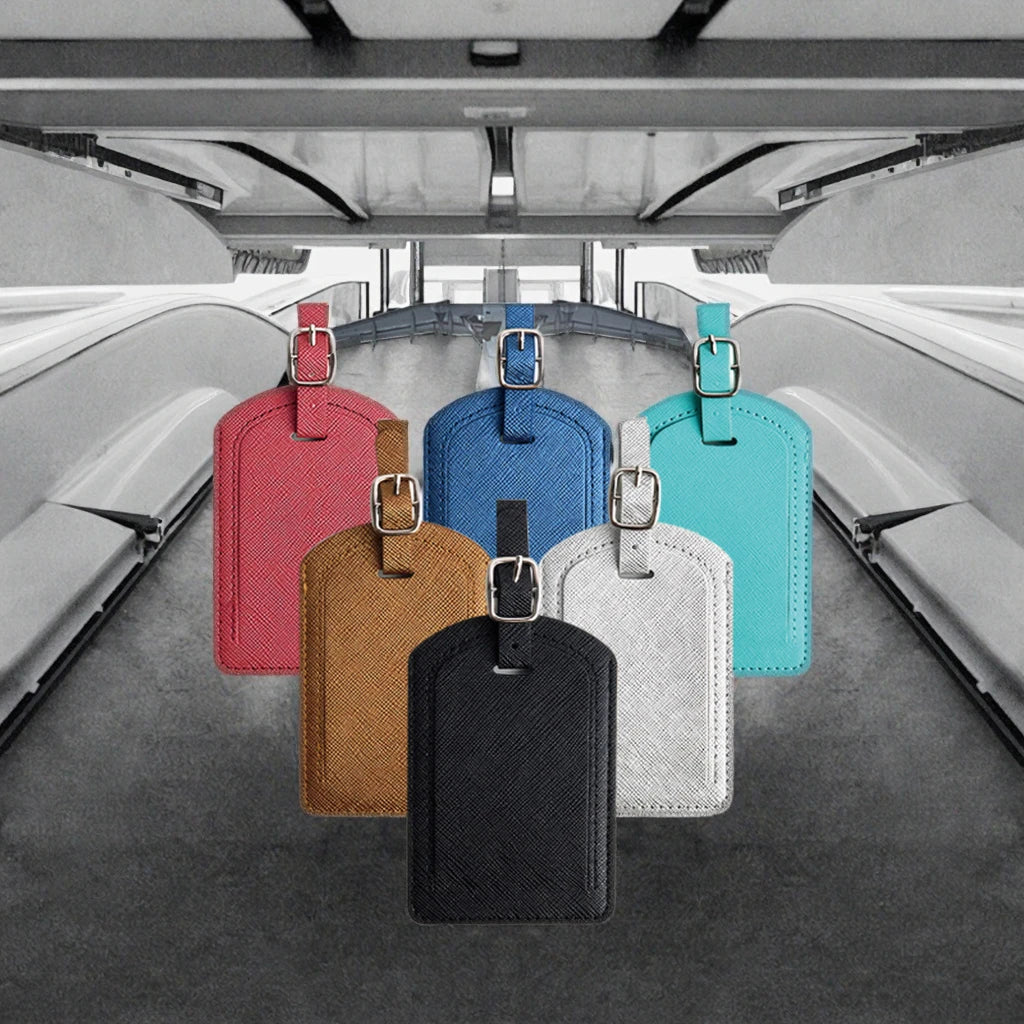 Ready Stock Faux Leather Luggage Tag Suitcases Name Tag  Business Card Holder for  Travel in Many Color Options