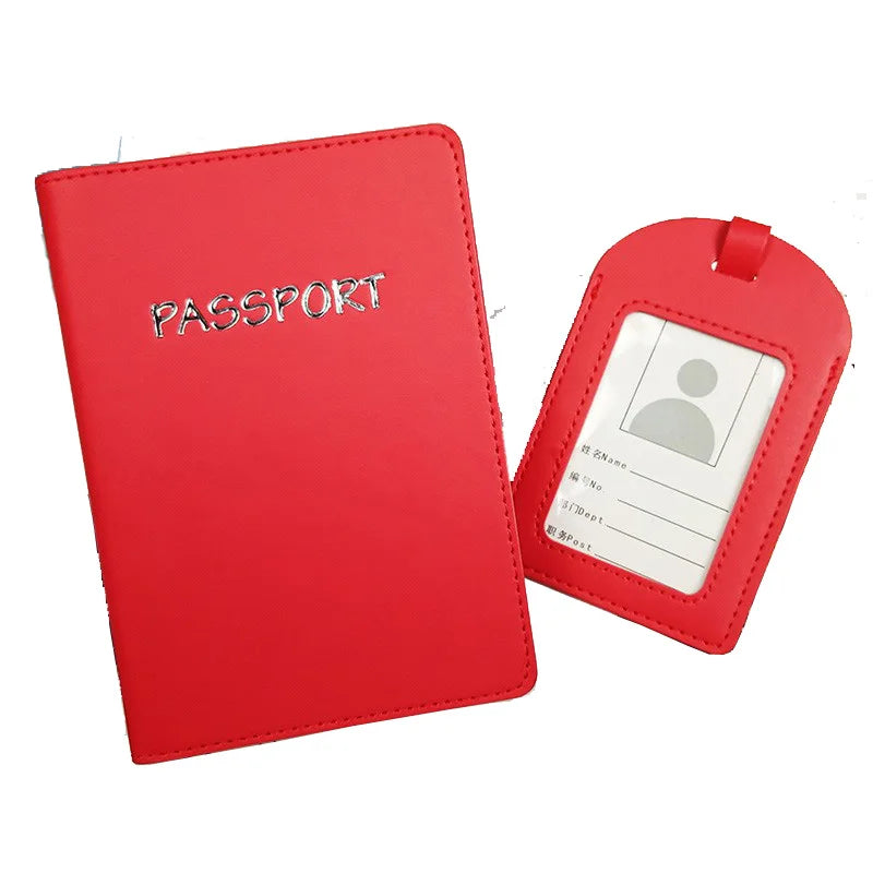 Fashion Custom Printed Brown Luxury Designer PU Leather  Luggage Tag Set Personalized logo Wholesale Passport Cover
