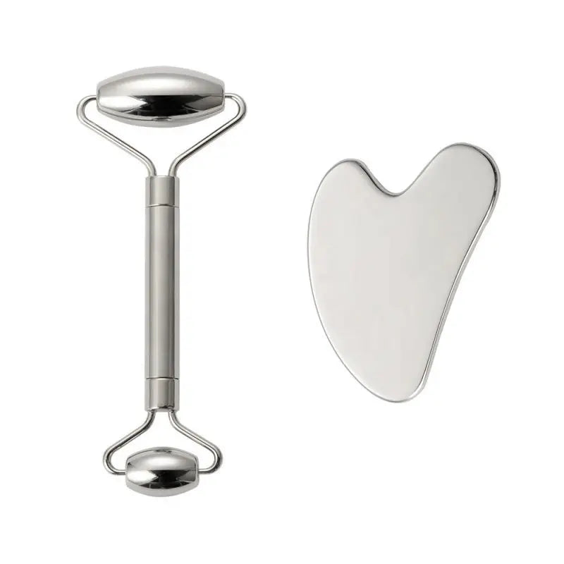Stainless Steel Gua Sha Hand Massager Set Popular Terahertz Face Wrinkle Remove New Yuz Masaji Facial Roller Gua Sha Set