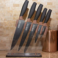5 Pcs Rose Gold Royal Design Stainless Steel Kitchen Chef Knife Set With Comfortable Plastic PP Rubber Handle