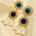 Kaimei 100 Designs Fashion Accessories Retro Court Long Tassel Earrings Baroque White Pearl Colored Glazed Gold Dangle Earrings