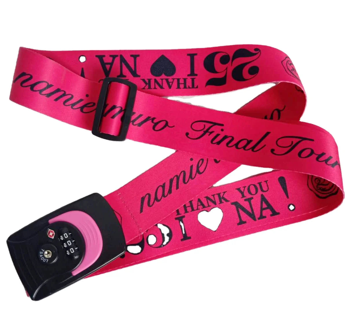 Newest Custom Promotional Eco-friendly Sublimation Polyester/Nylon TSA Lock Travel Luggage Strap Belt