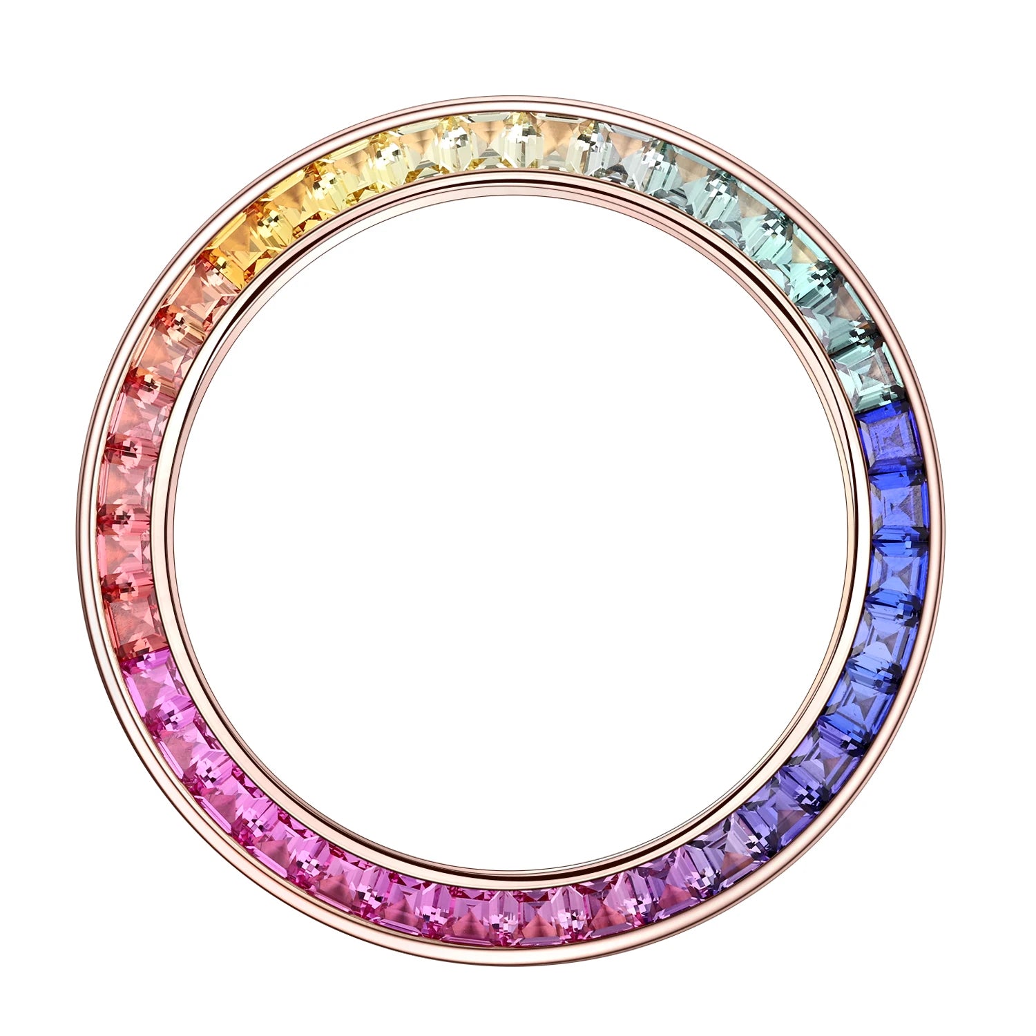 2025 Hot Colorful Watch Parts Gradient Rainbow Natural Sapphire Cubic Zirconia Moissanite 40mm Watch Bezel