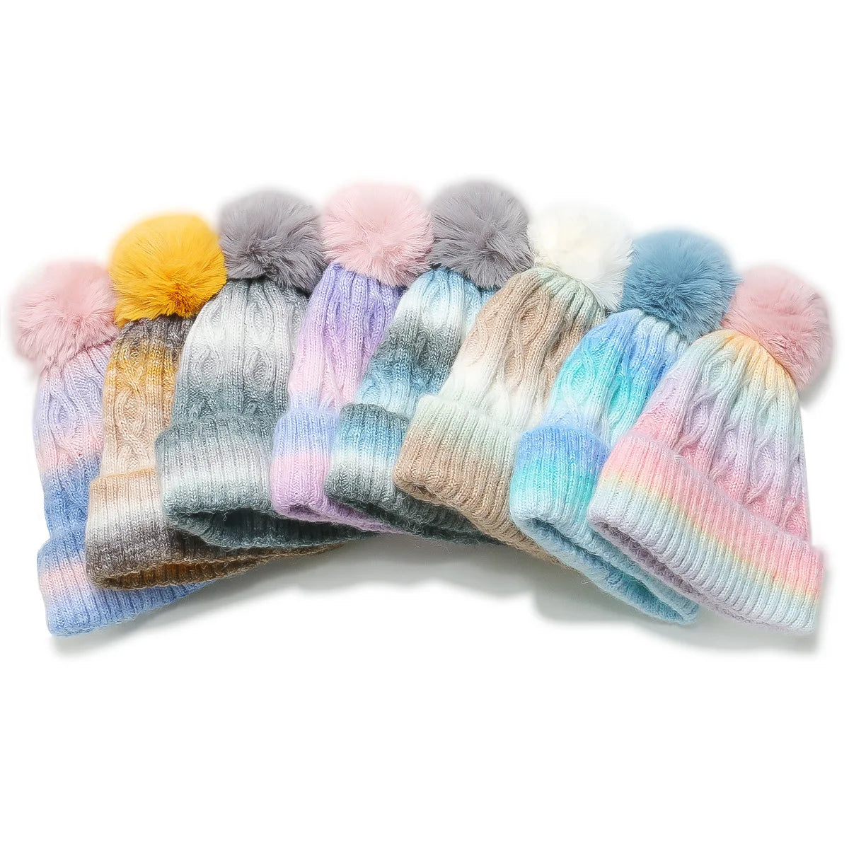 Best Selling Products 2026 Wholesale Customized Beanies Hats With Pompom High Quality Gradation Beanie Design
