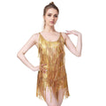 Sexy Back Cutout Sleeveless Sequin Fringe Hem  Jumpsuit Shorts for Women Latin Dance Performance Costumes
