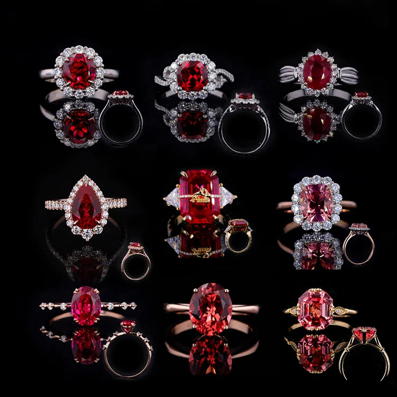 Hot Sale Customized Gold Filled Wedding Rings Lab Created Ruby Blue Sapphire pink Sapphire Ring