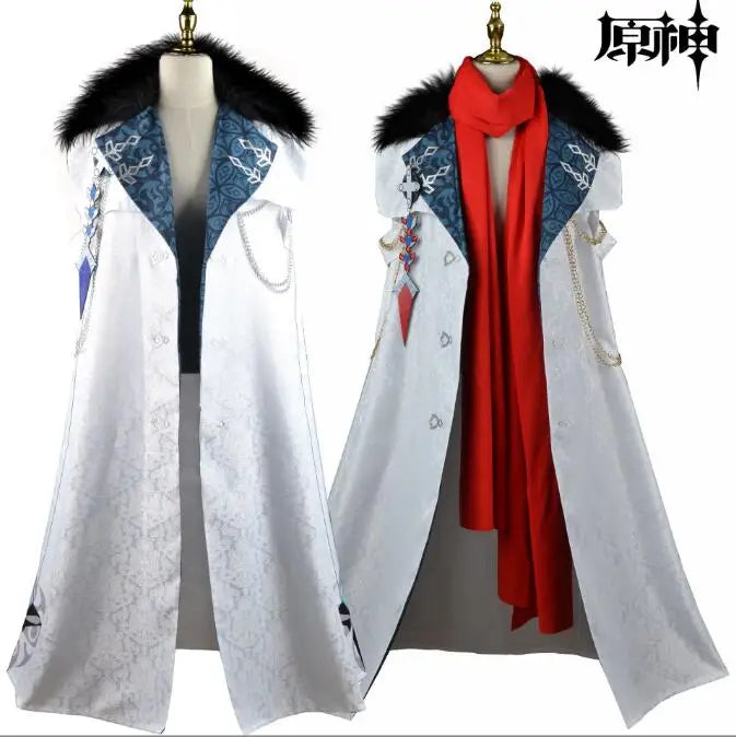 Ecowalson Game Cosplay Dottore the Doctor Cosplay Costume Cloak Eleven Fatui Harbingers White Manteau Uniform
