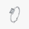 Exquisite Simple Anniversary Gifts for Women Fine Wedding Jewelry 925 Sterling Silver Emerald Cut Rectangle CZ Rings