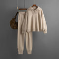 2023 Women's Autumn/Winter Loose POLO Neck Sweater Set Fashion Casual Knitted Two Piece Set