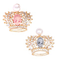 Factory Wholesale Custom Diamond-encrusted Pearl Brooch Corsage Full of Rhinestones Crown Brooch for Accessory Brooch