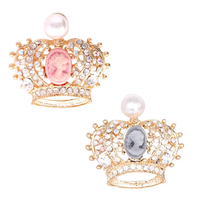 Factory Wholesale Custom Diamond-encrusted Pearl Brooch Corsage Full of Rhinestones Crown Brooch for Accessory Brooch