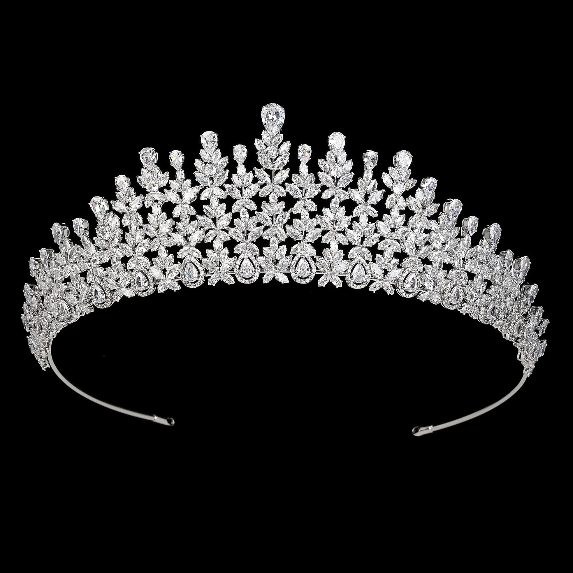 Custom Metal Bridal Pageant Crowns and Tiara  Zircon for Girls  Women Gold CZ Tiara Bride for Wedding Feast Banquet Prom BC6185