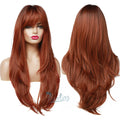 OEM/ODM Straight Red Synthetic Hair Wigs Bangs for Afro Women Peruca Peruca Loira Peruca Lisa Pelucas Cabello Natural