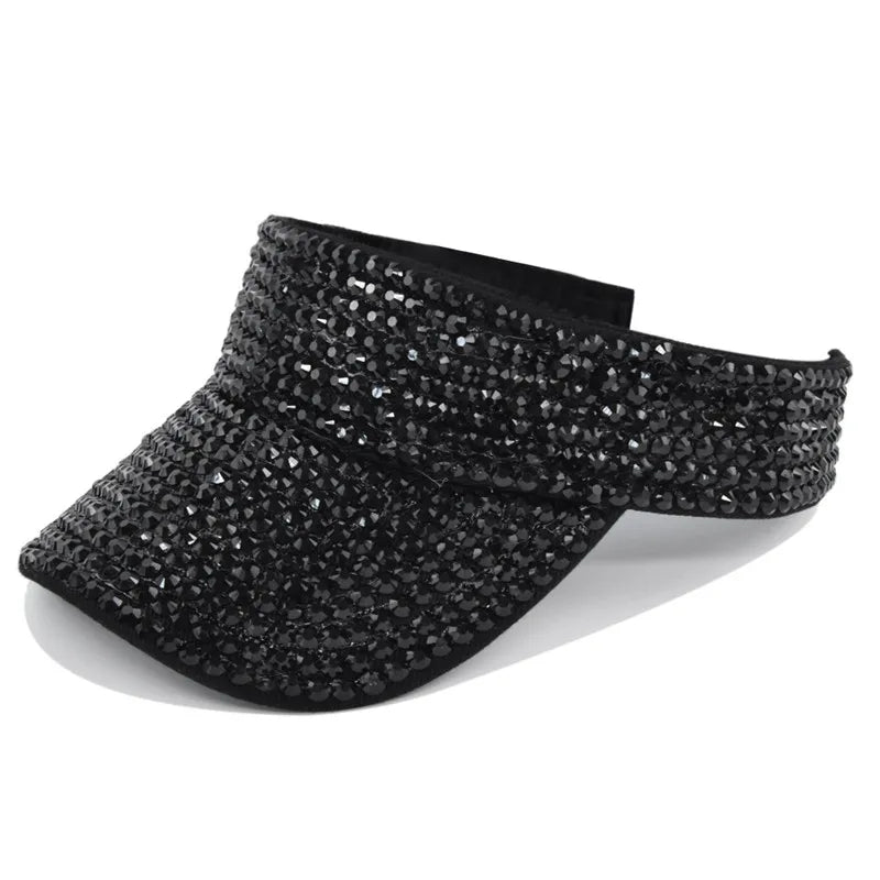 Women Hats Empty Top Summer Cap Bling Gorros Visors Ladies Caps Hip Hop Hat Outdoor Rhinestone Hat Beach Caps