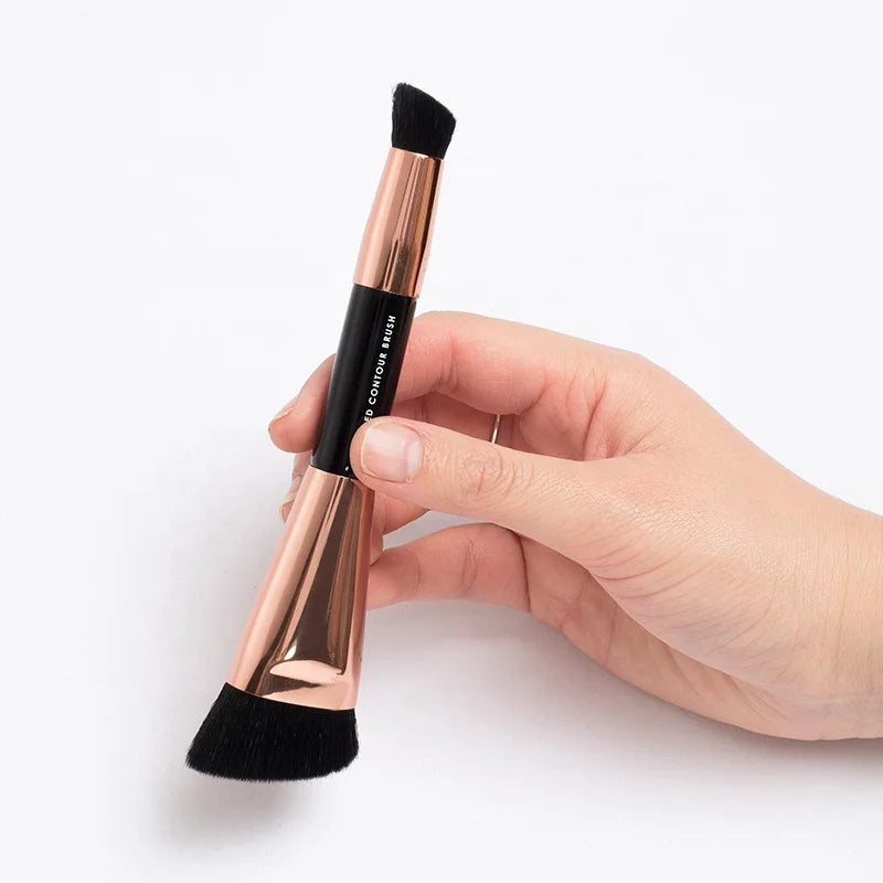 Manufacturers Soft Luxury Foundation Angle Dense Multifunctional Your Own Logo Double Sided Synthetic Wooden Gold Contour Brush