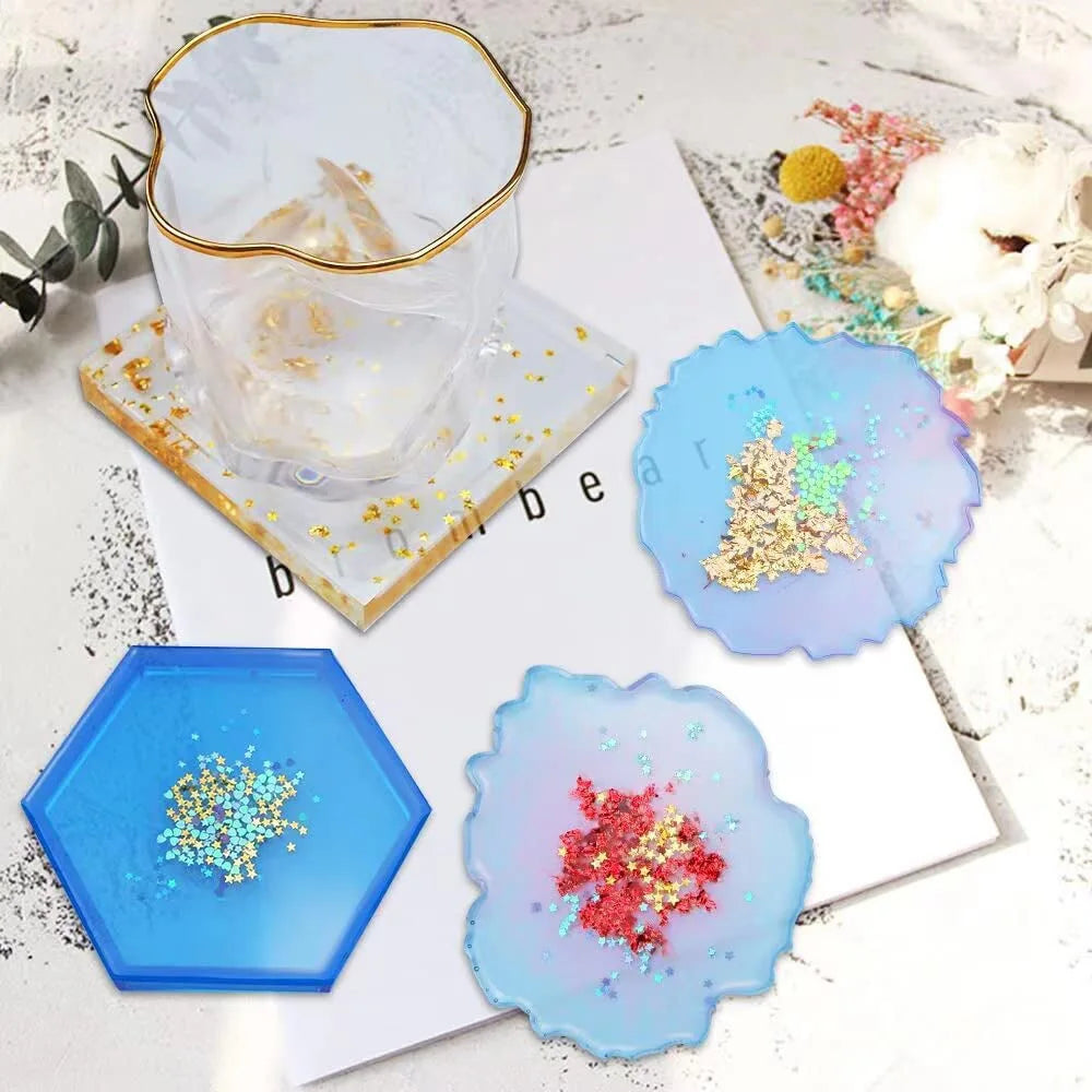 29pcs Coaster Silicone Mold Epoxy Resin Mold Coaster Set Square Round Wave Coaster Silicone Mold Kit