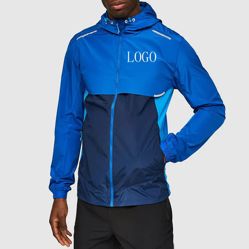 Custom Design Outdoor Running Mens Plus Size Windbreaker Jacket Elastic Cuff  Breathable Lightweight Jacket