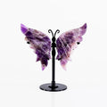 Wholesale Natural Crystal Dream Amethyst Bracket Butterfly Wing Carvings on Stand Handicraft Healing Quartz for Home Decor Gift