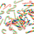 100PCS Mixed Colors Polymer Clay Christmas Candy Cane Miniatures Christmas Tree Decoration Christmas Party Supplies 8*24mm