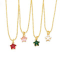 Colorful Five-Pointed Star Zircon Birthstone Pendant Lucky Stone Charm Gold-Plated Color-Retaining DIY Jewelry Pendant