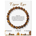 Men's 8mm Tiger Eyes Seed Bead Bracelet with Healing Stones Crystals Beaded Jewelry Accessories Gift for Him