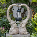 2 Heart-shaped Elephant Resin Statues for Garden Outdoor Home Lawn Yard Decoration-Birthday and Mother's Day Gifts