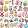 Iron on Embroidered Cute Spring Flower Bird Bee Umbrella  butterfly House Rabbit Patches for Clothes Bag Decoration