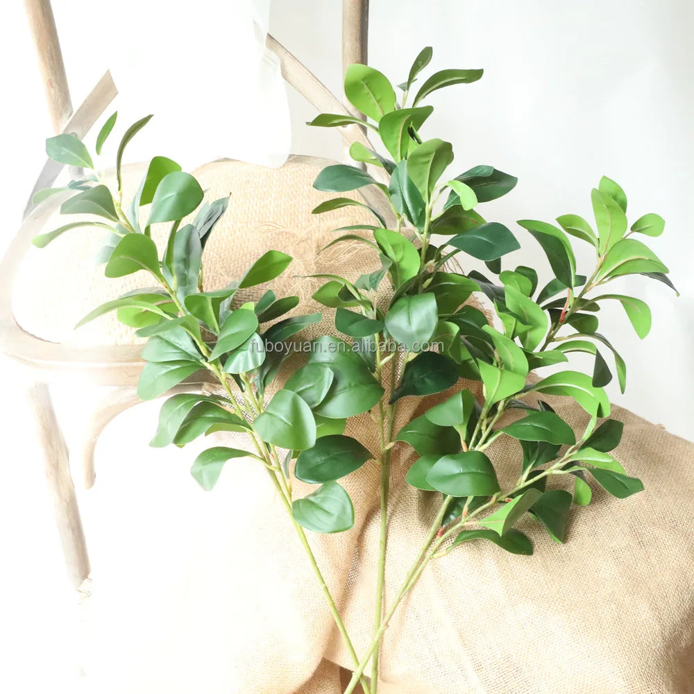 SZ04-16  Real Touch Latex Foliage Greenery Leaves Home Decor Latex Artificial Green Leaves Branch  Latex Real Touch Leaves
