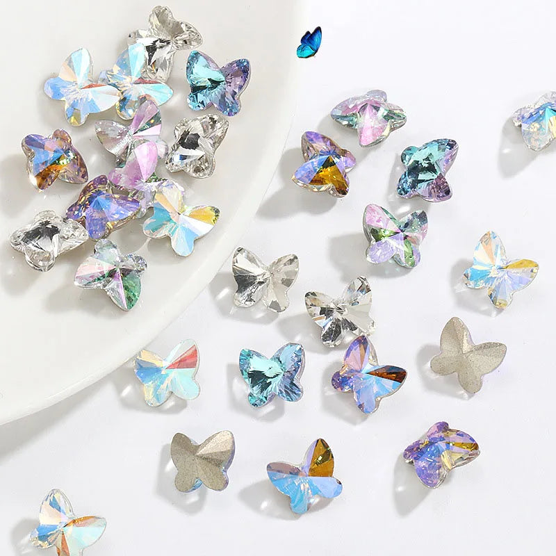 Wholesale New Style Butterfly Glass Crystal Pointback Diamond for DIY Nail Jewelry