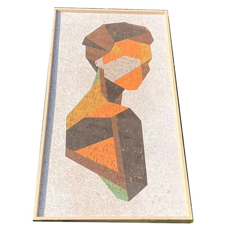 Custom Figure Painting Cork Mural Natural Cork Craft Painting Cork Hanging Picture in Living Room