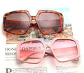 DL Unisex Outdoor Oversized Square Sunglasses PC Frame Acrylic Lenses Gradient Pink Tortoiseshell