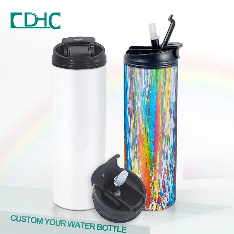 Wholesale Tumblers  20oz Travel Cafe Insulated Sublimation Blank Straight Sports Tumbler with 2 in 1 Functions Lid
