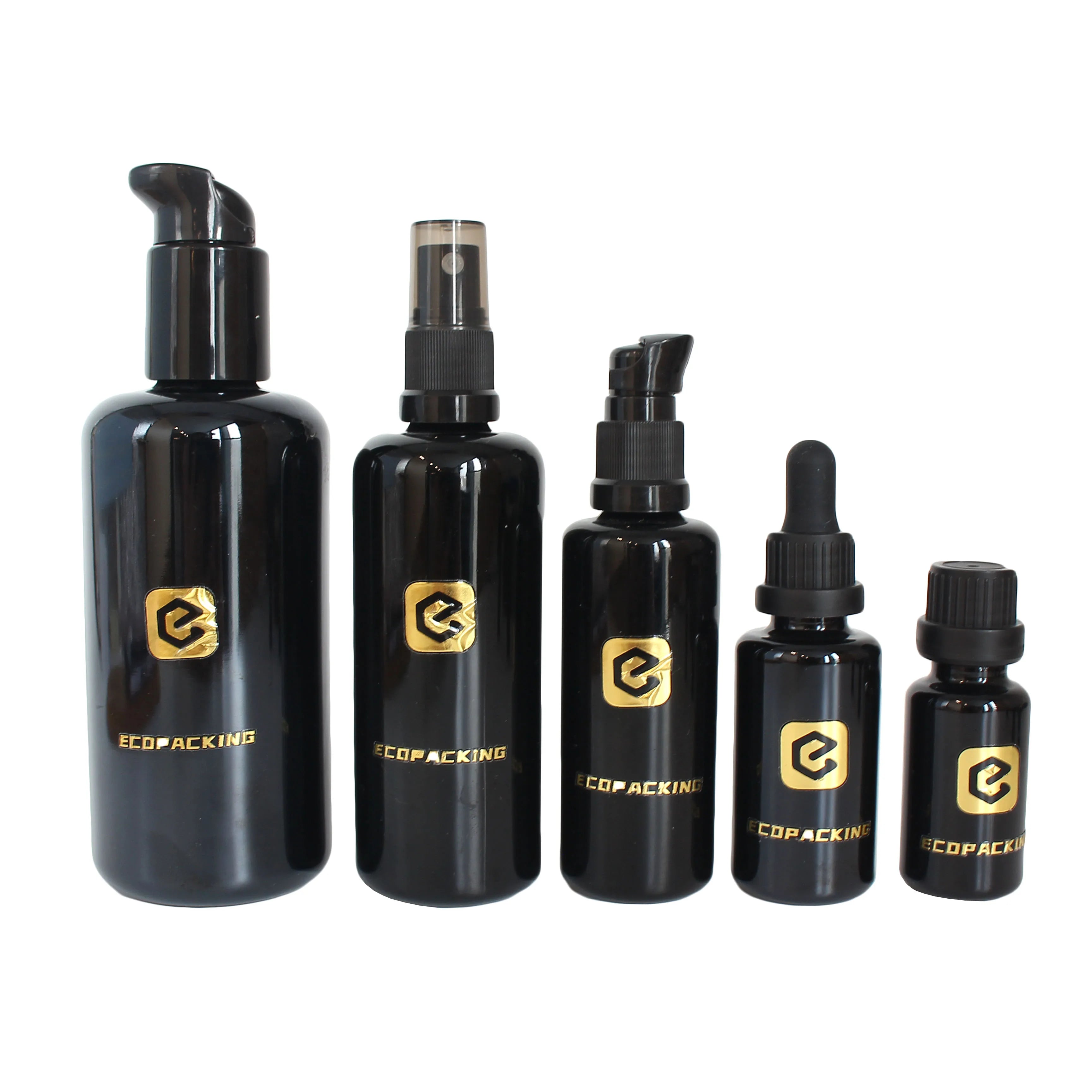 Hot Sale Violet Glass Bottles 5ml 15ml 30ml 50ml 100ml Black Serum Dropper Bottle Perfume Spray Lotion Pump Bottle C888