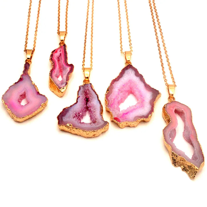 100% Natural Stone Agate Crystal Pendant Irregular Agate Stone Jewelry Gemstone Necklace Pendants