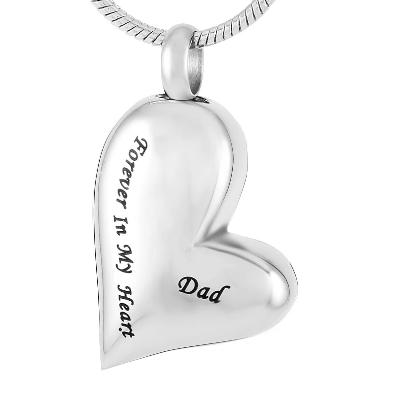 Stainless Steel Religious Christian Forever My Heart Cremation Memorial Urn Ash Pendant Holder Dad Mom Son Keepsake Ashes