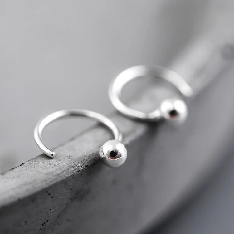 S925 Sterling Silver Earrings Simple Small Round Ball Earrings Wholesale Women's Korean Fashion Earrings