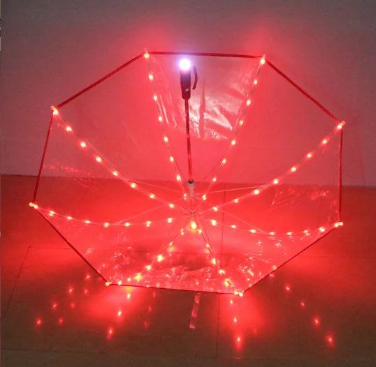 Designer Led Umbrella Wholesale Transparent POE PVC clear Lighting Led Umbrella